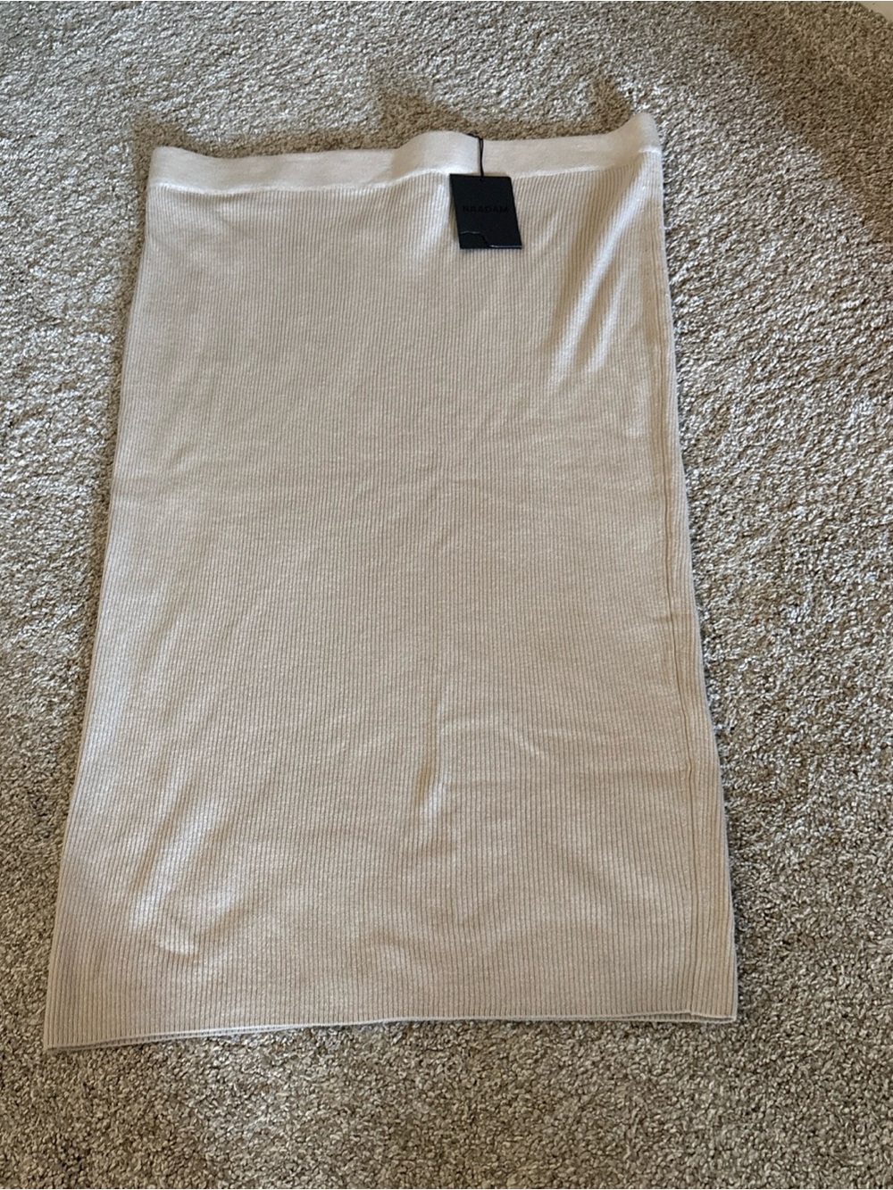 NAADAM Ribbed Midi Pencil Skirt - Cream